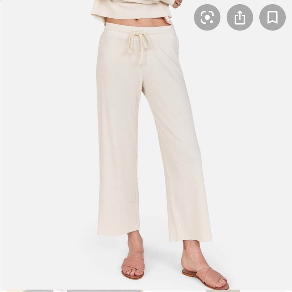 MATE the Label Organic Wide Leg Thermal Pants, bone, size XS, BRAND NEW!